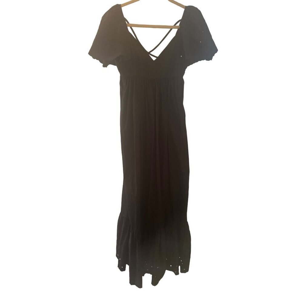 Anthropologie EN SAISON Barnette Black Eyelet Maxi Sun Dress Size Small - Picture 2 of 6